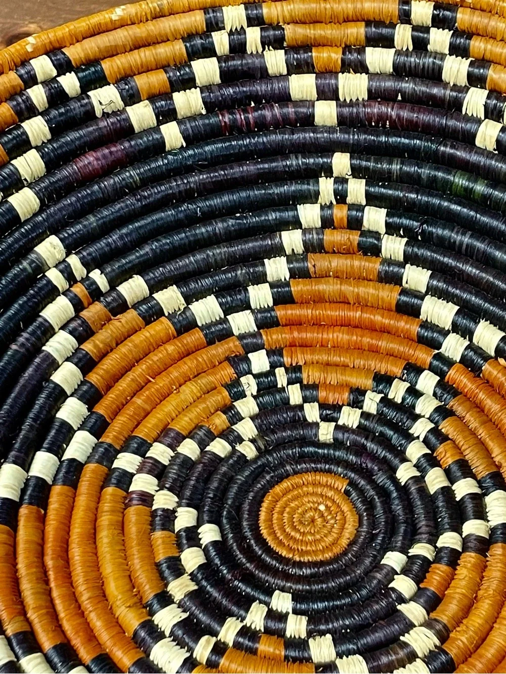 Vtg Handwoven Basket Bundle of 2 Sweetgrass Geometric Star Folk Art Boho Deco